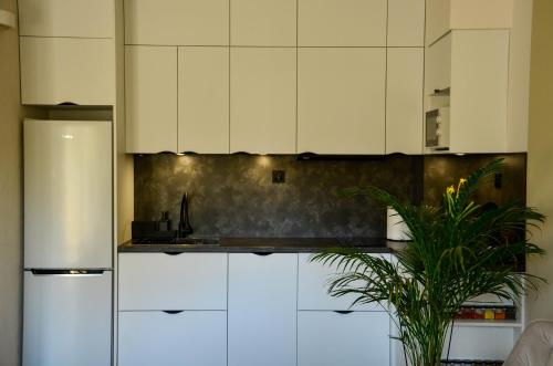 Kuchyň nebo kuchyňský kout v ubytování Apartament Przystań