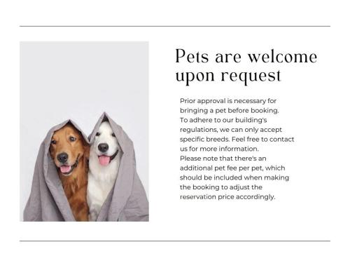 two dogs are welcome upon request in a flyer at Downtown Hartford Condo - Bushnell Park - Convention Center in Hartford