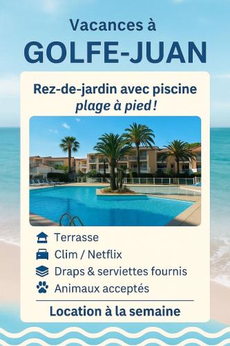 Golf Juan Riviera, piscine, 5min plage