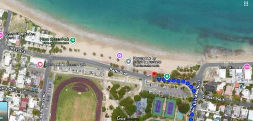 una mappa di una strada con una spiaggia di Oscar Building - Apto#3 a San Juan