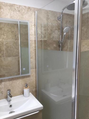 Koupelna v ubytování Bastidon provençal dans domaine naturiste