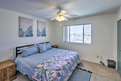 a bedroom with a bed and a ceiling fan at Lakeview- Pool & Spa-Pet friendly- Boat parking in Lake Havasu City