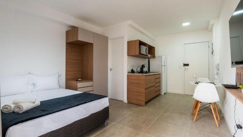 Kuchyň nebo kuchyňský kout v ubytování Alto Madalena - Studios de luxo com piscina panorâmica