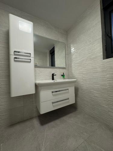 a bathroom with a sink and a mirror at Villa Providenca in Poličnik