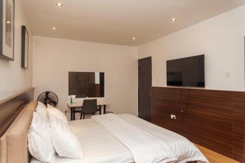 TV a/nebo společenská místnost v ubytování Luxury redefined in Wuse 2,Abuja