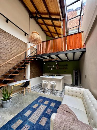 Χώρος καθιστικού στο Casa de lujo con vista a Cristo Rey