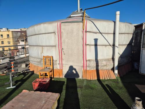 a building that is sitting on top of a roof at Gana's Guest House and Tours in Ulaanbaatar