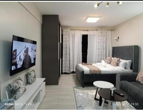TV a/nebo společenská místnost v ubytování TSAVO Apartment