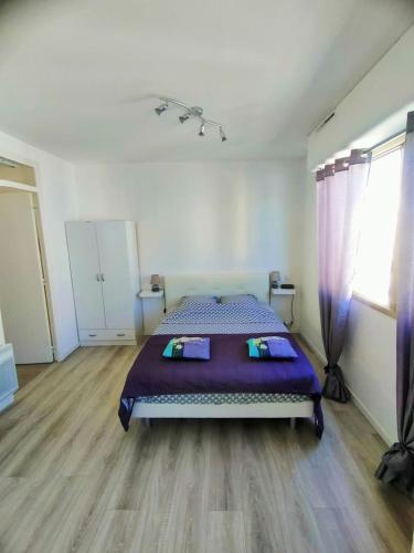 - une chambre avec un lit dans un dortoir doté de parquet dans l'établissement SEVIGNE 5 : Repos et tranquillité à deux pas des thermes, à Balaruc-les-Bains