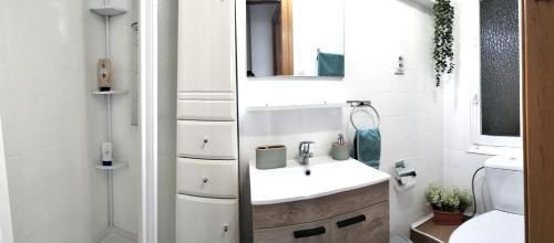 a bathroom with a sink and a toilet at Ricardo Hostal Apartamento in Alicante