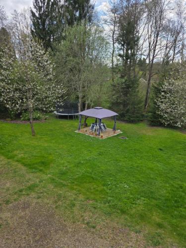 an overhead view of a gazebo in a field at Hyllstofta lägenhet in Klippan