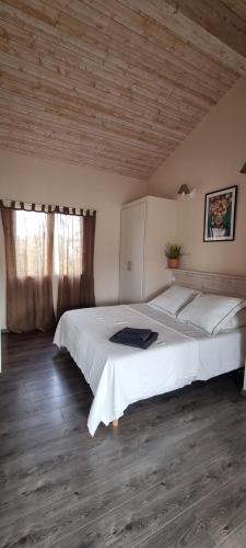 une chambre avec un grand lit blanc dans une pièce dans l'établissement Maison de bord de mer ,Hyères, 3 chambres, jardin, calme, à Hyères