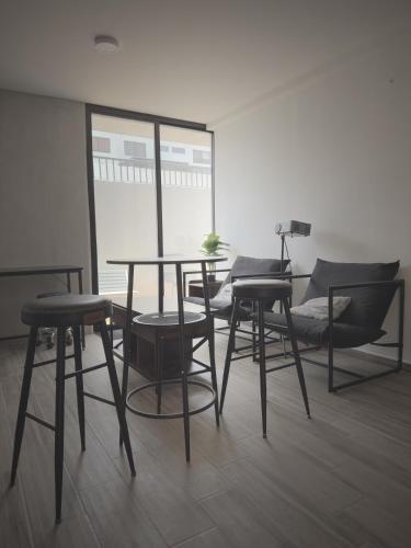 Χώρος καθιστικού στο Departamento con alberca y terraza