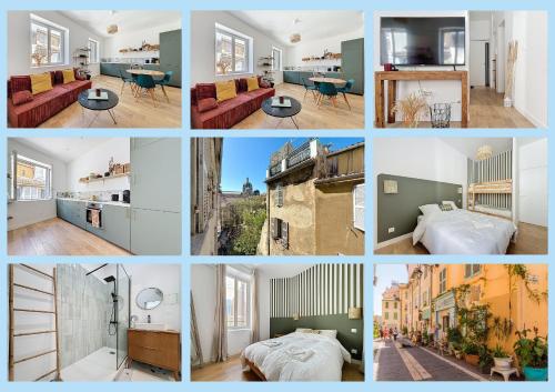 un collage de photos d'un appartement dans l'établissement Magnifique Appartement - Centre du Panier - Design - Les Frères de la Loc', à Marseille
