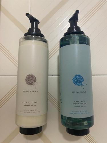 two bottles of soap sitting next to each other at Hotel St. Moritz in Rimini