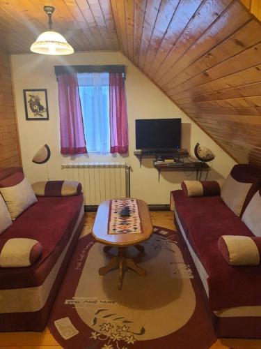 a living room with a couch and a table at Vasilije Apartment in Žabljak