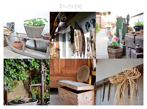 a collage of photos with plants and a wooden box at Ubytování U Trati in Moravská Nová Ves