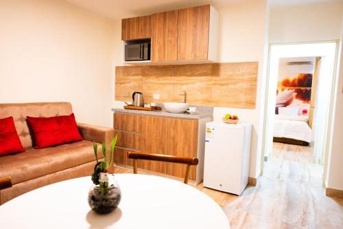 Kuchyň nebo kuchyňský kout v ubytování Hotel Soul Mate Inn