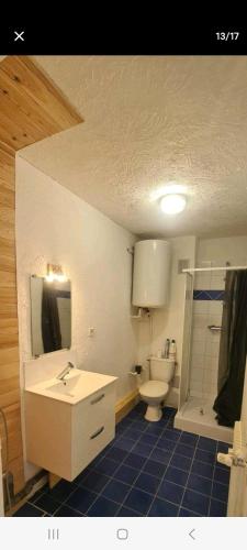 une salle de bain avec un lavabo blanc et des toilettes dans l'établissement PLEIN CENTRE VILLE, parking gratuit, à Gap