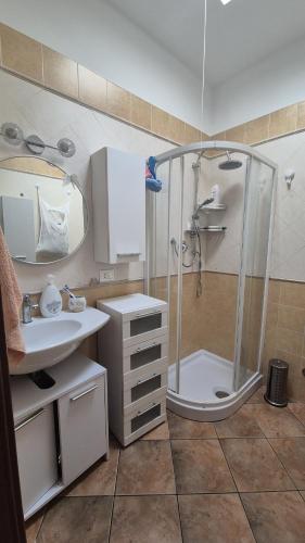 a bathroom with a shower and a sink at La piccola Dimora di Sara in Termoli