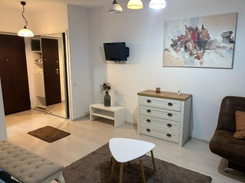 TV a/nebo společenská místnost v ubytování BelleView Residence Brasov