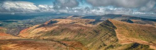 an aerial view of a large brown mountain at Hay On Wye Welsh Townhouse in Hay centre in Hay-on-Wye