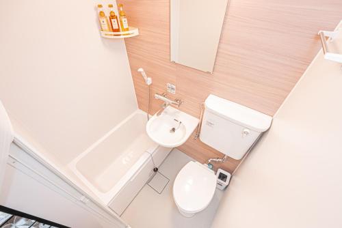 a small bathroom with a toilet and a sink at Kamakura no Nikki in Kamakura
