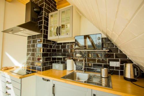 Kuchyň nebo kuchyňský kout v ubytování Apartamenty Szelągówka, Sun & Snow