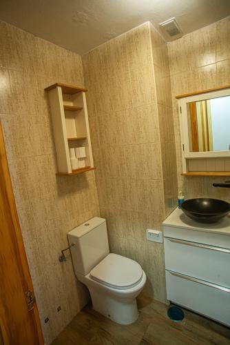 a small bathroom with a toilet and a sink at ALCALA MAGNA -PARKING GRATIS- Licencia turística VT-13974 in Alcalá de Henares