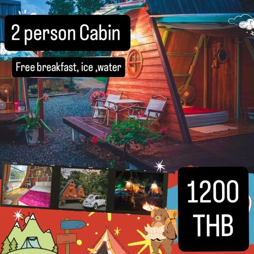 a collage of pictures of a cabin at Pingjai Halal Camping in Ban Nong Mai Kaen