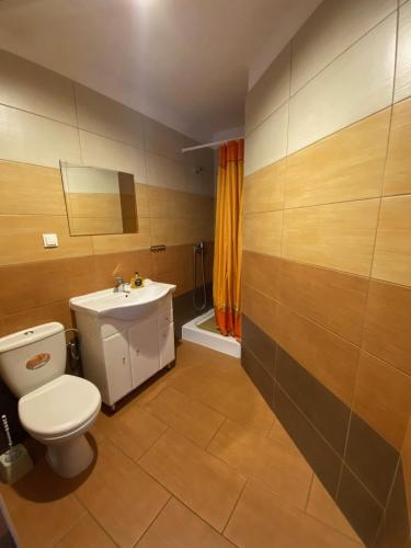 a bathroom with a toilet and a sink at Barwy Lata in Rowy