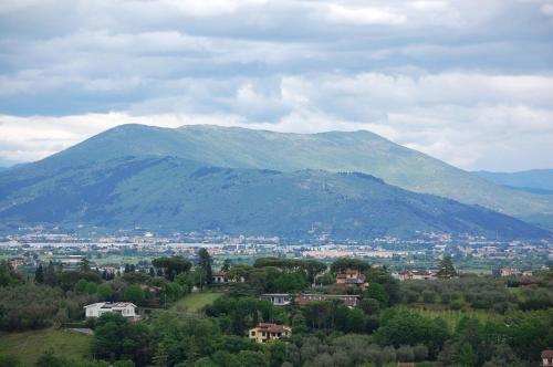 a mountain in the distance with a town and a city at Le Corti - Agriturismo Olio e Vino in Lastra a Signa