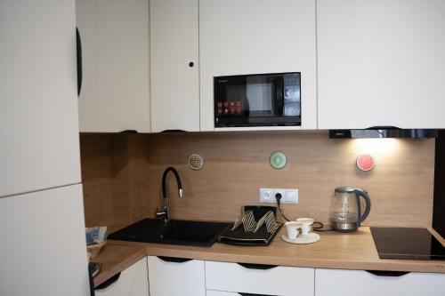 Η κουζίνα ή μικρή κουζίνα στο Apartament Ustroń 20