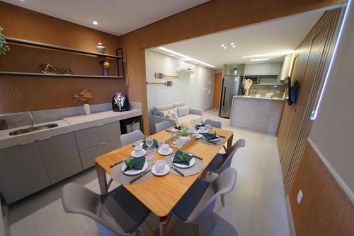 Dapur atau dapur kecil di Eco Resort Praia dos Carneiros Flat Colina