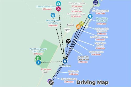 a map of a dining map of singapore at Tree House Akumal Sea View Walk To Beach 11 Pools in Akumal