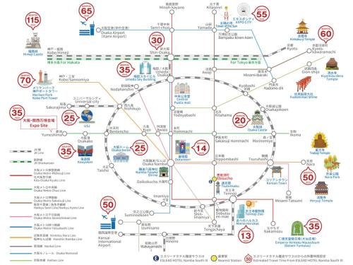 a map of the city of singapore with various attractions at ESLEAD HOTEL Namba South Ⅲ in Osaka