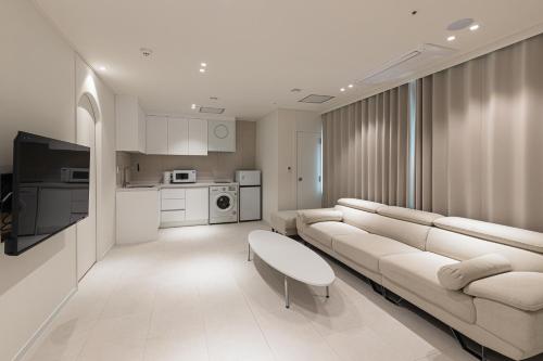 Kuchyň nebo kuchyňský kout v ubytování Hotel Modak Namdaemun
