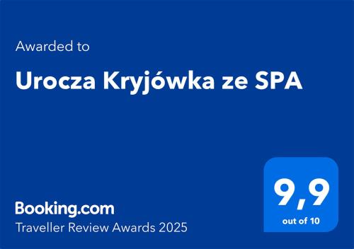 a blue sign with the words uncza kyivkikizza z at Urocza Kryjówka ze SPA in Lesko