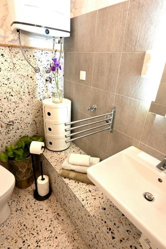 a bathroom with a sink and a toilet at Agave in Veliko Grablje
