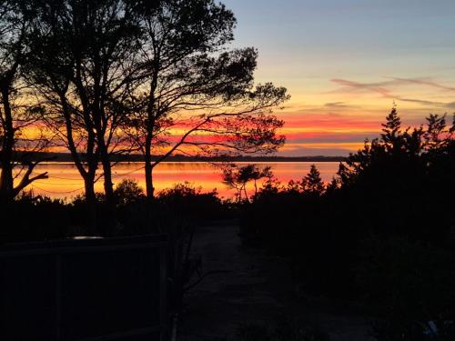 a sunset over a body of water with trees at Casa Armonia in Illes Balears