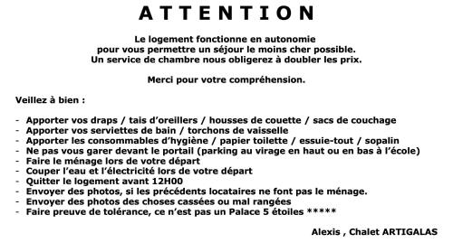 une capture d'écran d'un document avec la rétention de texte en surbrillance dans l'établissement Chalet ARTIGALAS, à Eaux-Bonnes