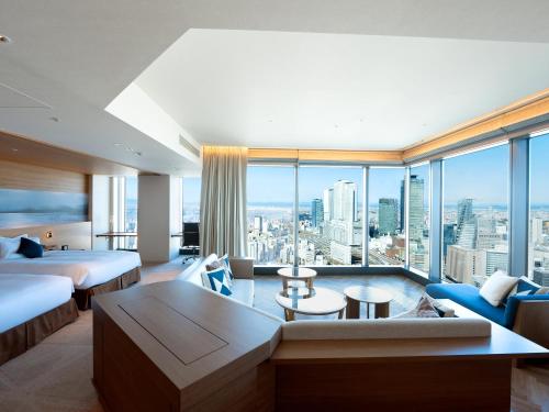 a hotel room with a view of a city at Nagoya Prince Hotel Sky Tower in Nagoya