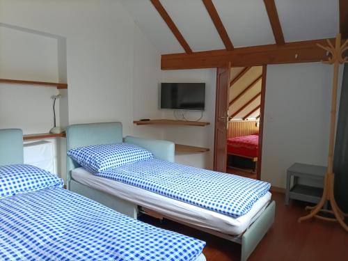 Postel nebo postele na pokoji v ubytování Rustico "Casa di Sasso"