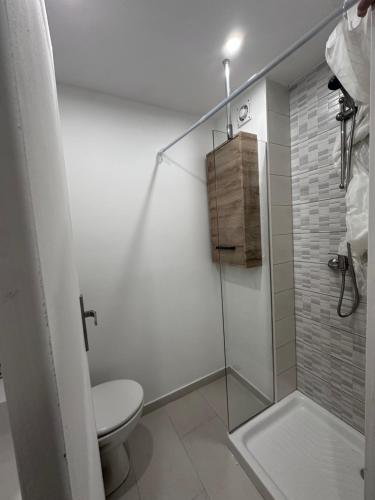 une salle de bain avec toilettes et douche en verre dans l'établissement cocon élégance, à Montpellier