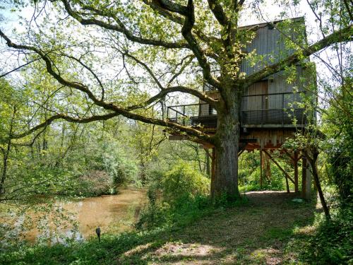 Cabane perchée - lac privé, spa & nature