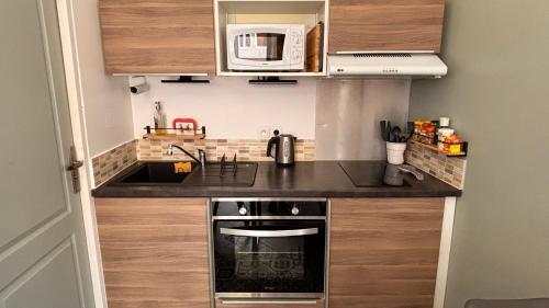 Dapur atau dapur kecil di Superbe duplex climatisé avec jardin classé 3 étoiles 2 à 4 pers
