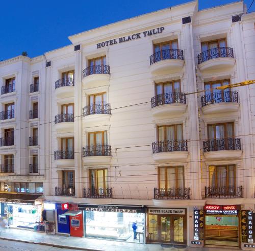 a large white building on a city street at Hotel Black Tulip in Istanbul