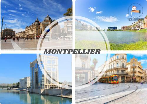 a collage of pictures of cities and buildings at Studio 22-Clim-Wifi-Terrasse-Plage in La Grande-Motte