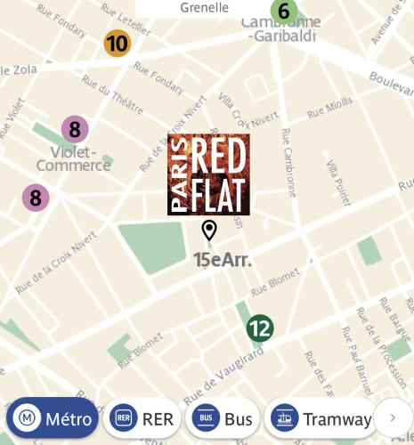 a red affair sign on a map at Red Flat Paris in Paris