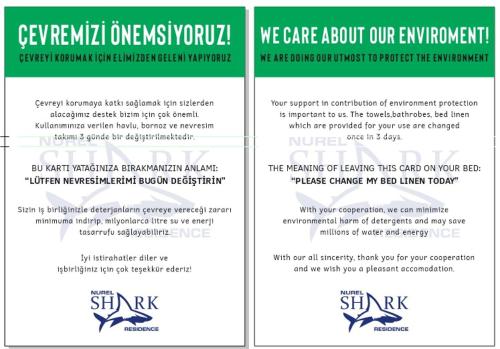two pages of a brochure for an energy conservation program at Nurel Shark Residence in Kérynia
